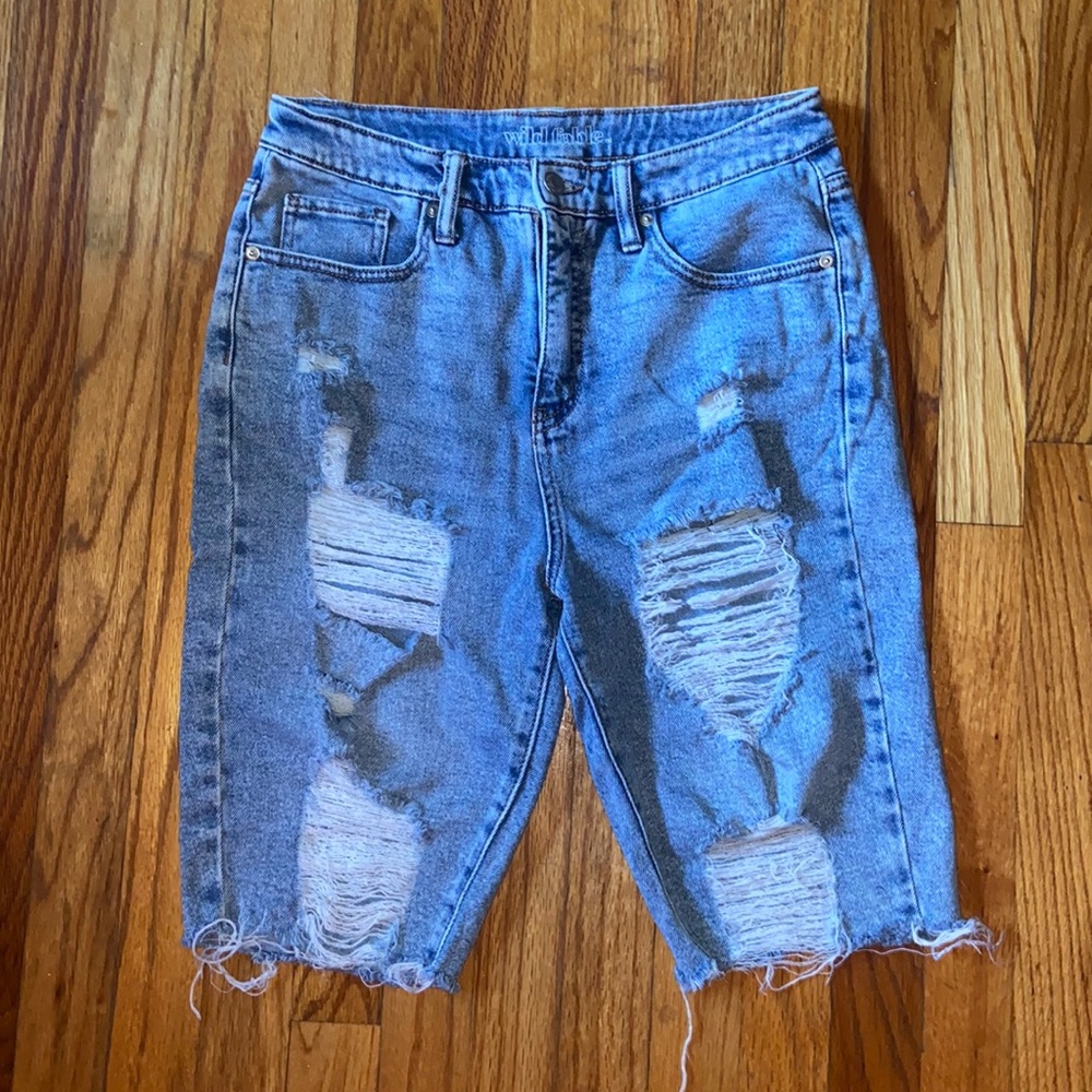 Jean Bermuda shorts with rips